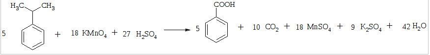 Окисление бензойной кислоты перманганатом калия. Окисление кумола перманганатом калия. Окисление изопропилбензола перманганатом калия в кислой среде. Изопропилбензол и перманганат калия в кислой среде. Окисление кумола перманганатом калия в кислой среде ОВР.